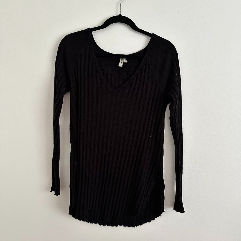 We The Free, Black Long Sleeve Flowy Shirt, Black, M/L
